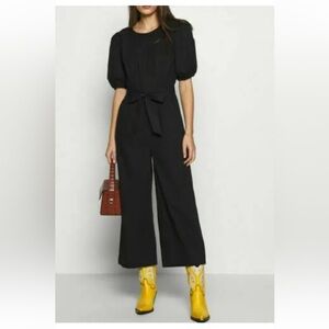 Banana Republic Poplin Twist-Front Cropped Jumpsuit Black 2